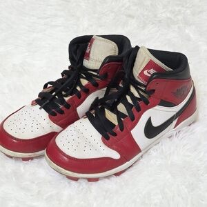 Nike Red and White High-Top Sneakers